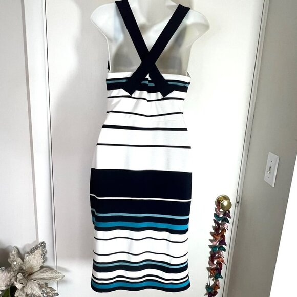 WHBM WHITE HOUSE BLACK MARKET STRIPE SHEATH DRESS SIZE 8 - Picture 9 of 11